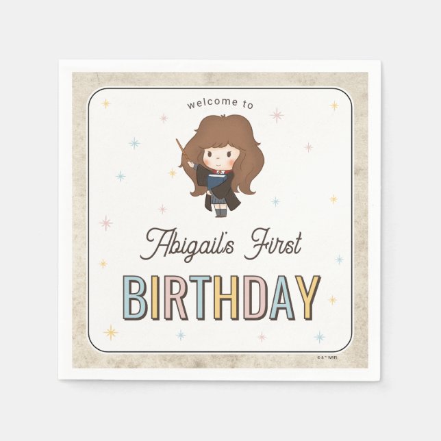 Serviette En Papier Harry Potter Chibi Hermione Magicien Anniversaire (Devant)