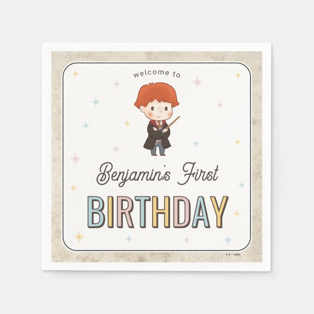 Serviette En Papier Harry Potter Chibi Ron Weasley Magicien Anniversai (Devant)