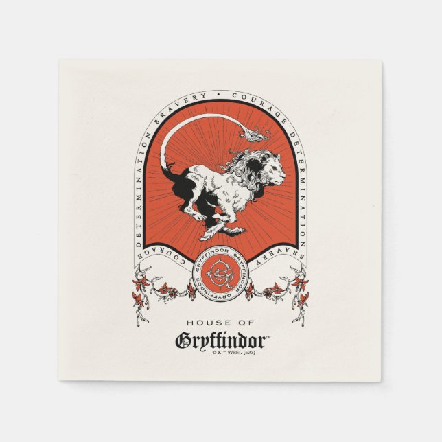 Serviette En Papier HARRY POTTER™ | Délicat croquis GRYFFINDOR™ Crest (Devant)