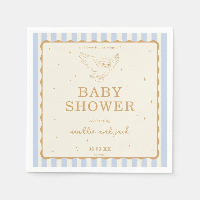 Serviette En Papier Harry Potter Hedwig Blue Stripe Baby Shower (Devant)