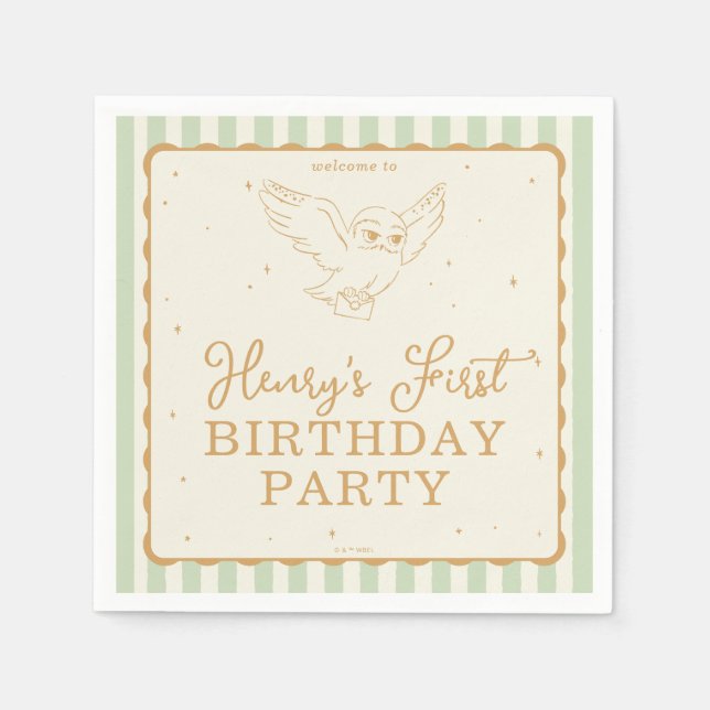 Serviette En Papier Harry Potter Hedwig Vert Magique Anniversaire (Devant)