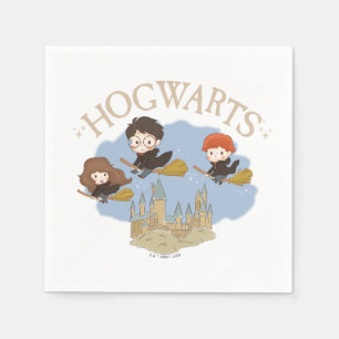 Serviette En Papier HARRY POTTER™, Hermione & Ron Fly Over HOGWARTS™