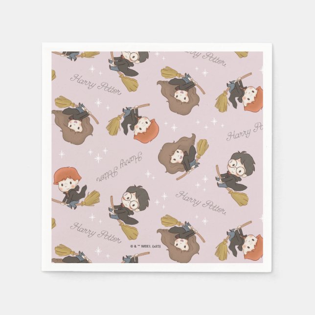 Serviette En Papier HARRY POTTER™, Hermione & Ron Flying Motif (Devant)