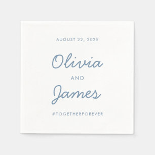 Serviette En Papier Hashtag Mariage simple et moderne Dusty Blue Scrip