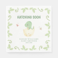 Hatching Bientôt Baby shower Dinosaur Aquarelle