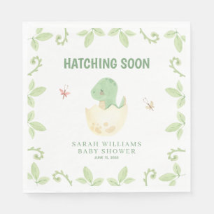Serviette En Papier Hatching Bientôt Baby shower Dinosaur Aquarelle