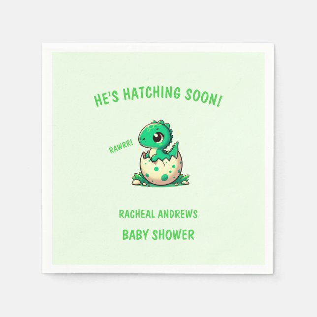 Serviette En Papier Hatching bientôt Dinosaur Baby shower Baby shower (Devant)