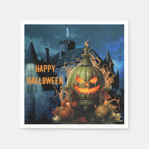 Serviette En Papier Hauné Citrouille et manoir Halloween