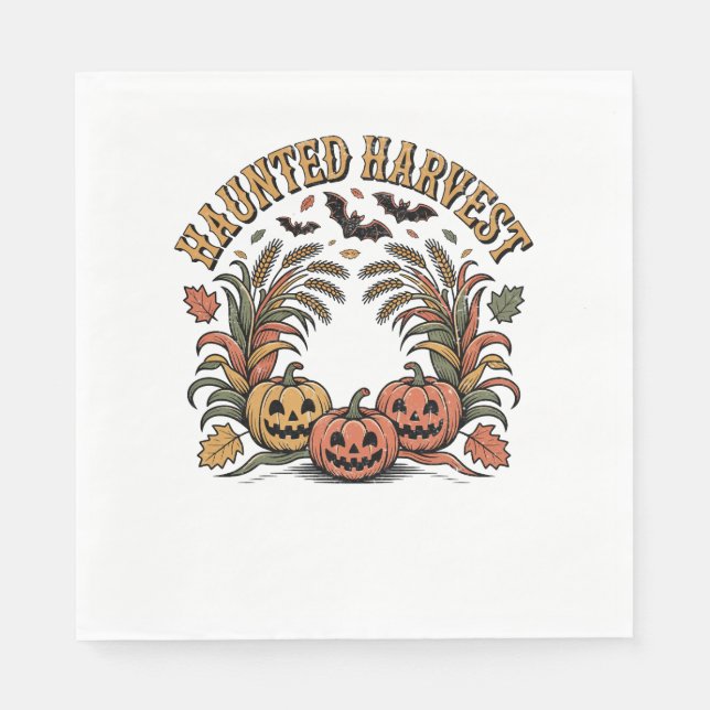 Serviette En Papier Hauné Harvest Retro Halloween Citrouille (Devant)