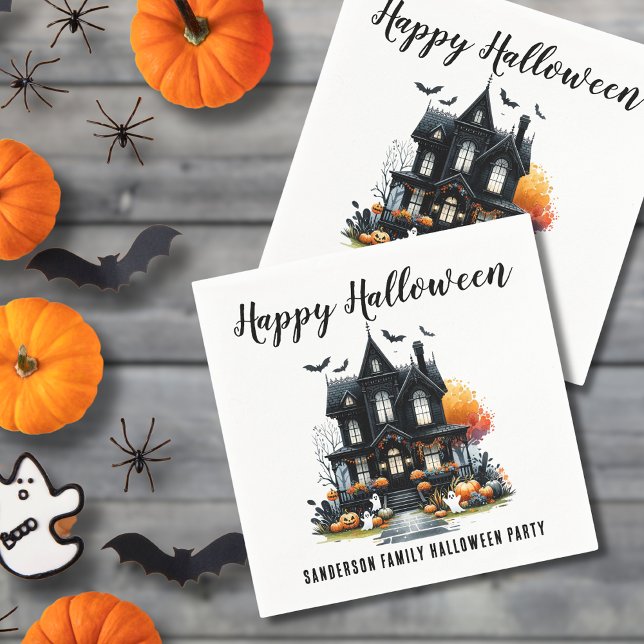Serviette En Papier Haunted House Halloween (Haunted House Halloween Napkins)