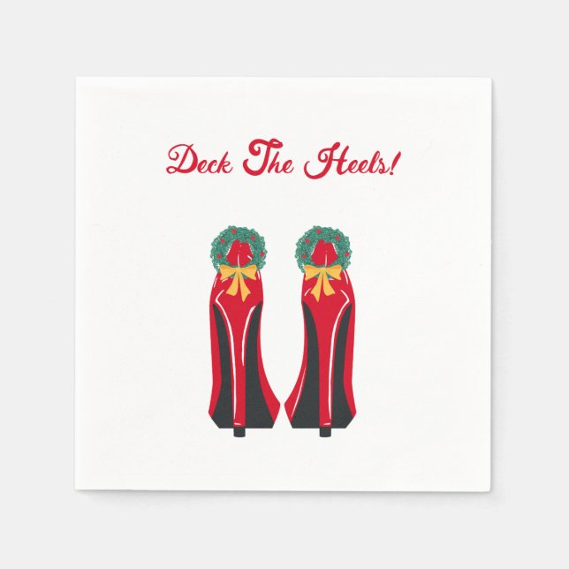 Serviette En Papier Haut talons rouges avec couronnes de Noël (Devant)