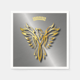 Serviette En Papier Hautement Golden Phoenix Gold Flames Avec Ombres