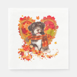 Serviette En Papier Havanais Au Coeur Fait De Feuilles D'Automne