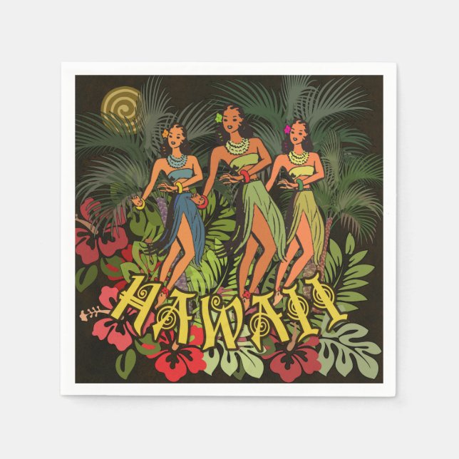 Serviette En Papier Hawaii Aloha Palm Hula Art Design (Devant)