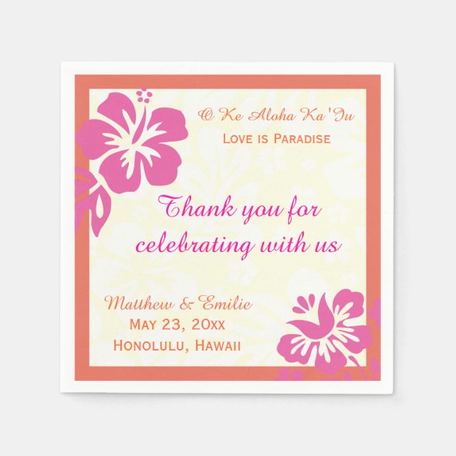 Serviette En Papier Hawaii Beach Flowers Mariage personnalisé serviett (Devant)