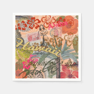 Serviette En Papier Hawaii Hula Fleur Voyage Vintage
