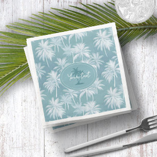 Serviette En Papier Hawaiian Palm Tree Silhouette Motif Turquoise ID10