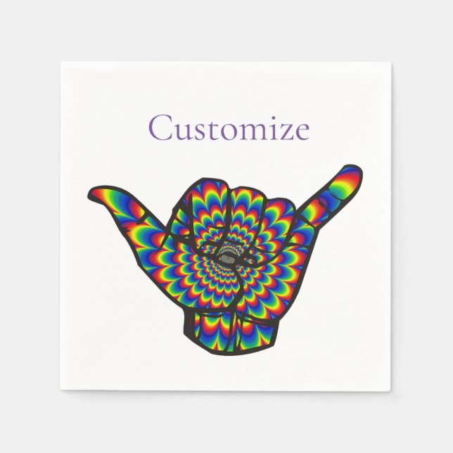 Serviette En Papier Hawaiian Shaka Psychedelic Thunder_Cove (Devant)