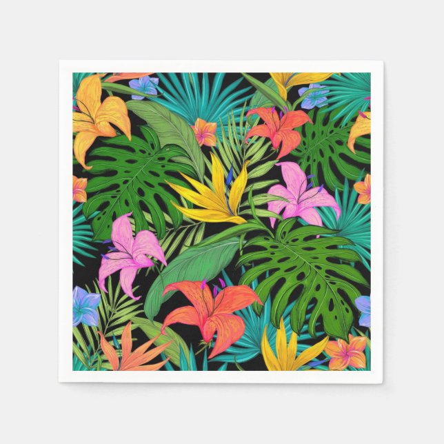 Serviette En Papier Hawaiian Tropical Floral Palm Feuille (Devant)