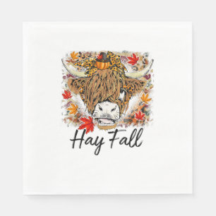 Serviette En Papier Hay Fall Highland Cow Leopard Thanksgiving Heifer