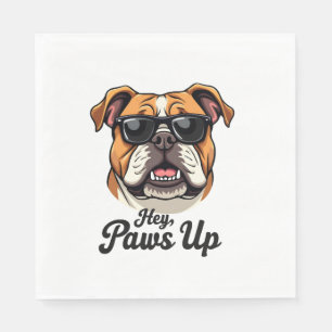 Serviette En Papier Hé les pattes en l'air Bulldog vintage avec des lu