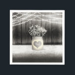 Serviette En Papier Heart Mason Jar & Baby's Breath Rustic Mariage<br><div class="desc">Coeur Mason Jar & Baby's Breath Rustic Mariage serviettes. Customisez avec tout texte. Éléments correspondants disponibles dans cette collection.</div>