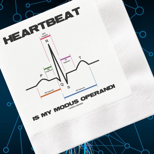 Serviette En Papier Heartbeat Est Mon Modus Operandi Sinus Rhythm (Paper napkin for any event featuring normal sinus rhythm + saying "Heartbeat Is My Modus Operandi")
