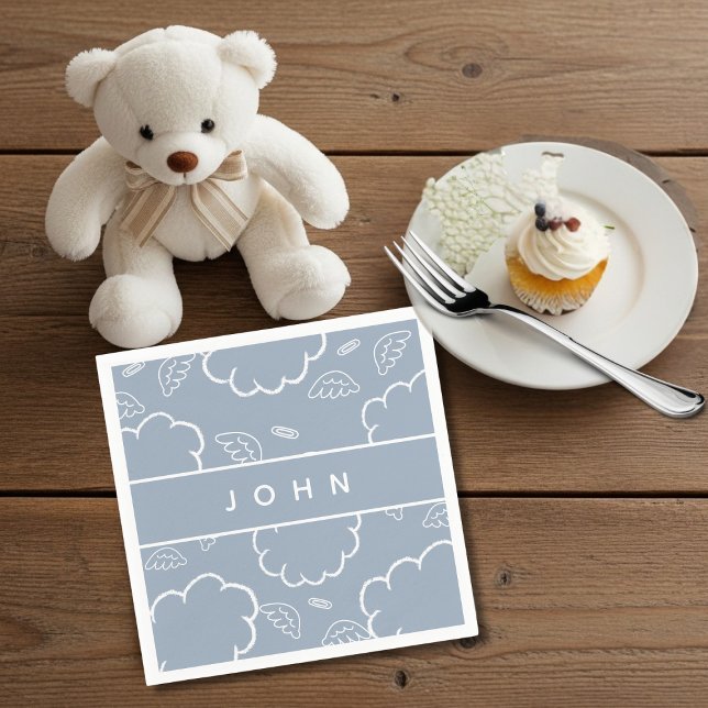 Serviette En Papier  HeavenlyPersonalized Name Angel Halo Cloud Blue   (HeavenlyPersonalized Name Angel Halo Cloud Blue)