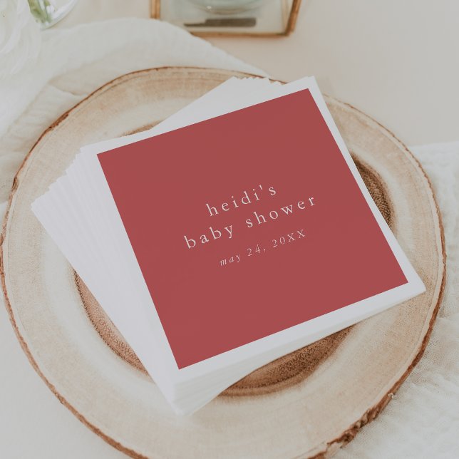 Serviette En Papier HEIDI Red Summer Boho Rustic Simple Baby shower (Créateur téléchargé)