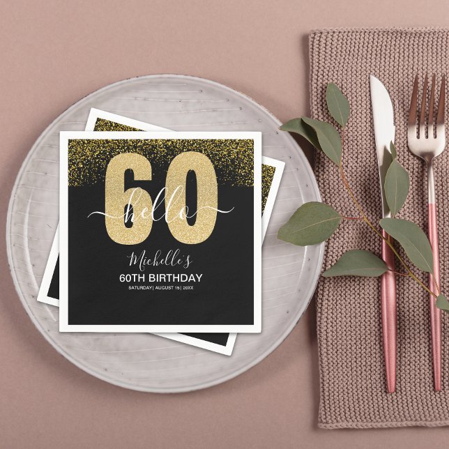 Serviette En Papier Hello 60! - Elegant 60th Birthday Woman (Créateur téléchargé)