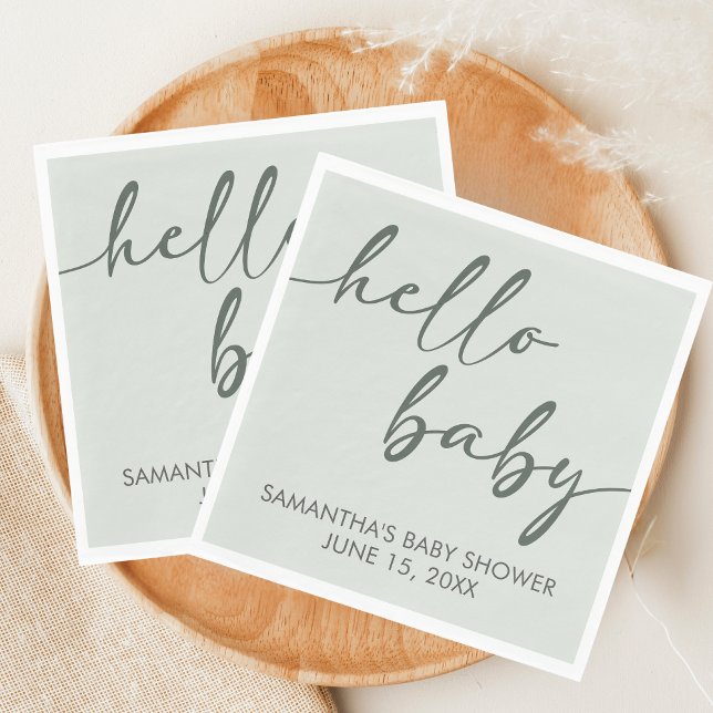 Serviette En Papier Hello Baby Minimalist Baby Shower (Hello Baby Baby Shower Napkin)