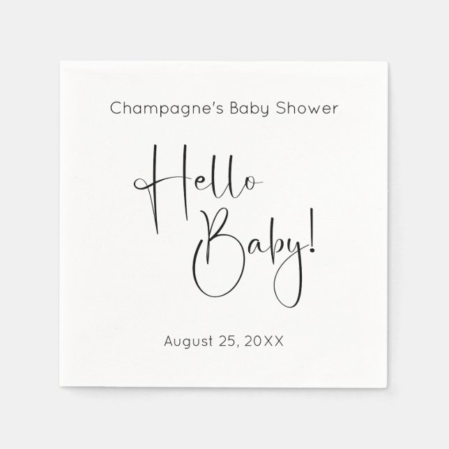 Serviette En Papier Hello Baby Modern Script Baby shower (Devant)