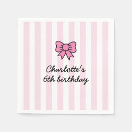Serviette En Papier Hello Cutie Cartoon Pink Bow Birthday Party