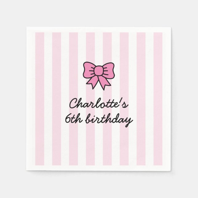 Serviette En Papier Hello Cutie Cartoon Pink Bow Birthday Party (Devant)