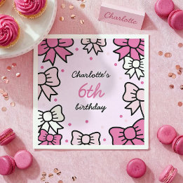 Serviette En Papier Hello Cutie Cartoon Pink Bow Birthday Party