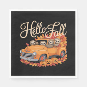 Serviette En Papier Hello Fall Funny Sloth Halloween pumkin Classic T-
