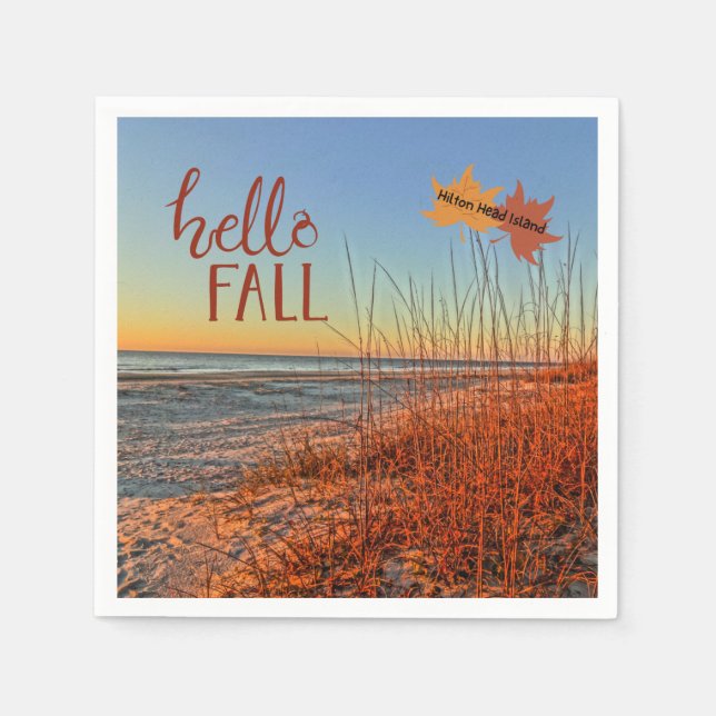 Serviette En Papier Hello Fall Hilton Head Island Beach Caroline du Su (Devant)