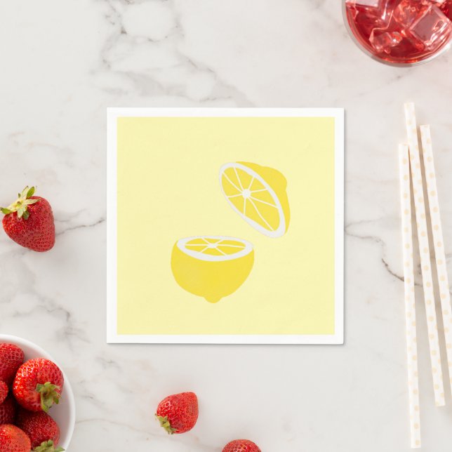 Serviette En Papier Hello Lemon jaune moderne fruit (En situation)
