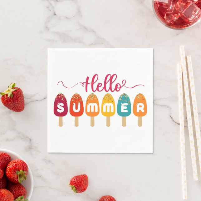 Serviette En Papier Hello Summer Colorful Popsicle (En situation)