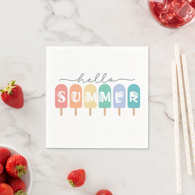 Serviette En Papier Hello Summer Popsicle coloré (En situation)