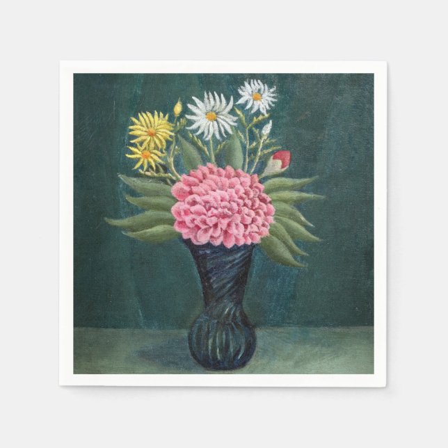 Serviette En Papier Henri Rousseau - Dahlia and Daisies in a Vase (Devant)