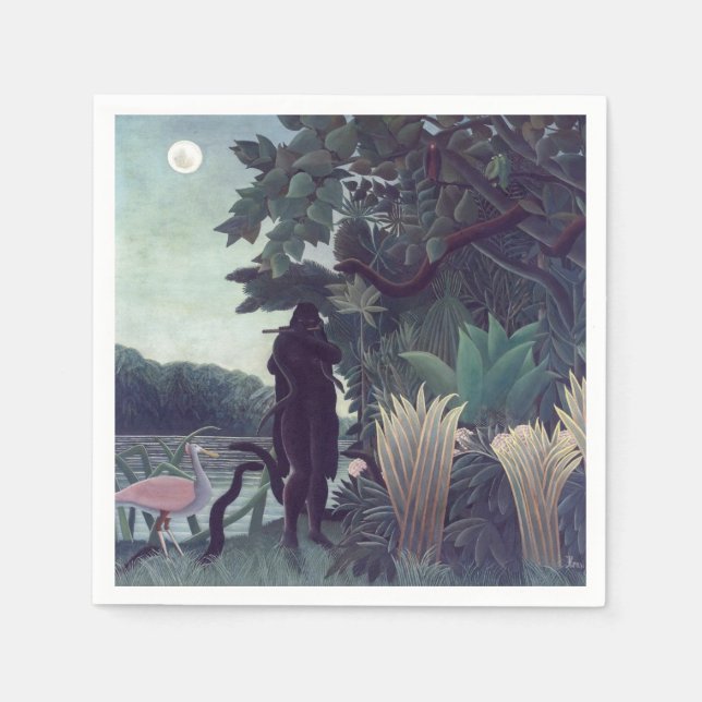 Serviette En Papier Henri Rousseau - Le Charmeur Des Serpents (Devant)