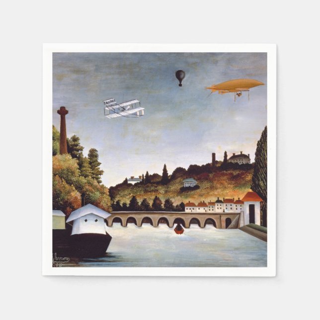 Serviette En Papier Henri Rousseau - Pont de Sèvres et collines de Cla (Devant)