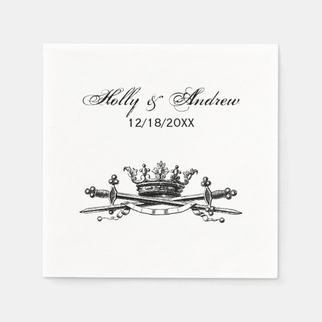 Serviette En Papier Héraldique Couronne Croisée Épées Sabres Emblem Cr (Devant)