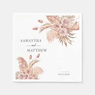 Serviette En Papier Herbe de Pampas Florale Terracotta Mariage Botaniq