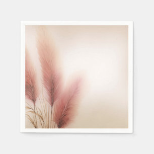 Serviette En Papier Herbe des Pampas Rose Mariage Bohème Bohème