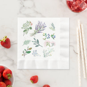 Serviette En Papier Herbes de verdure élégantes et mignonnes simplicit