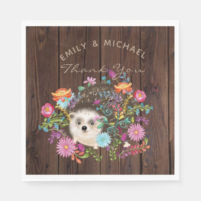 Serviette En Papier Hérisson de bois Hérisson serviettes Aquarelle rus (Devant)