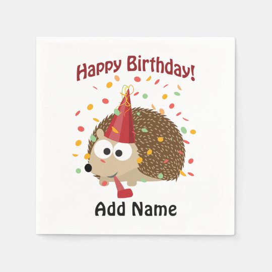 Serviette En Papier Herisson De Confettis De Joyeux Anniversaire Zazzle Fr