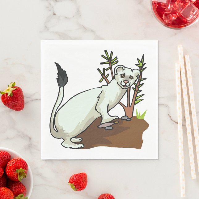 Serviette En Papier Hermine Belette Blanche Hiver Faune (Créateur téléchargé)